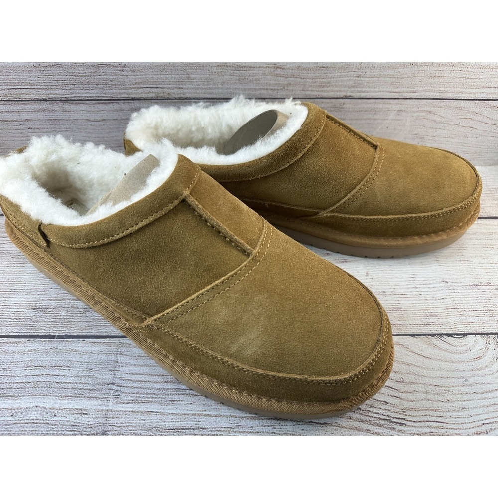Koolaburra by UGG Men's Brown Graisen Fur Slip On Suede Slippers Size 10 NWB
